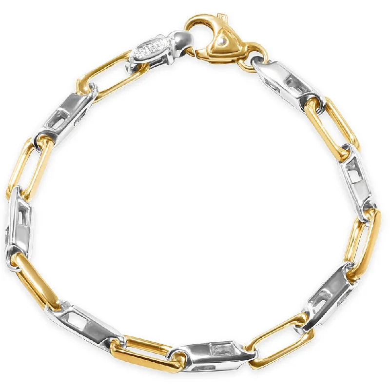 Ladies leather bracelet-Men's Link 14k Gold (27gram) or Platinum (44gram) 6mm Bracelet 8.5"