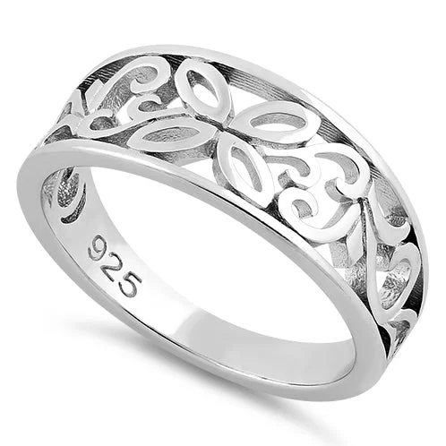 Ladies diamond ring set-Sterling Silver Filigree Butterfly Ring