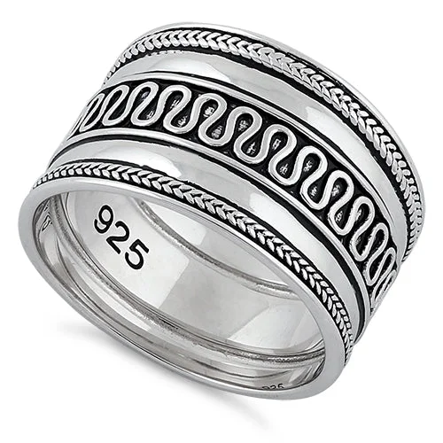 Ladies round diamond ring-Sterling Silver Bali Design Ring