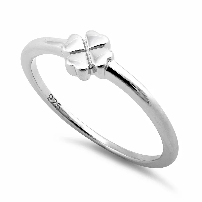 Ladies infinity ring-Sterling Silver 4 Heart Clover Shape Ring