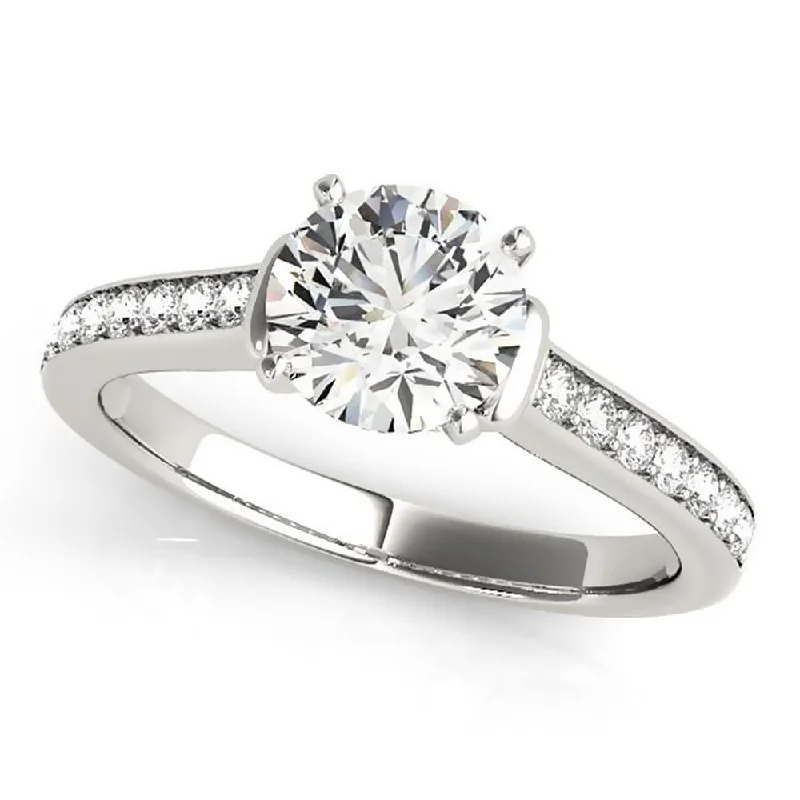 Ladies radiant diamond engagement ring-Auriya Modern 2ct Round Moissanite and 1/5ctw Diamond Engagement Ring 14K Gold