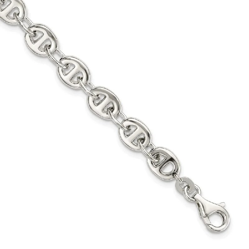 Ladies link bracelet-925 Sterling Silver Fancy Link Bracelet, 7.5" (W-6.28mm)