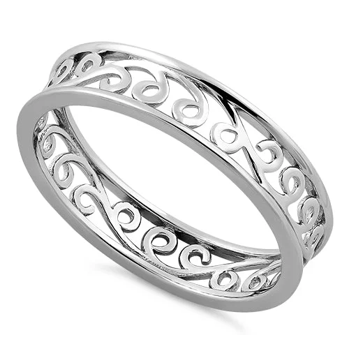 Ladies comfort fit ring-Sterling Silver Simple Swirl Ring