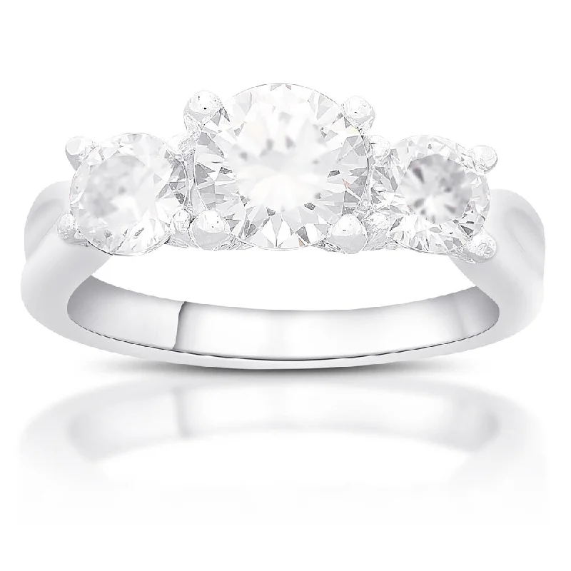 Ladies square-cut engagement ring-Dolce Giavonna Sterling Silver Cubic Zirconia Engagement Ring