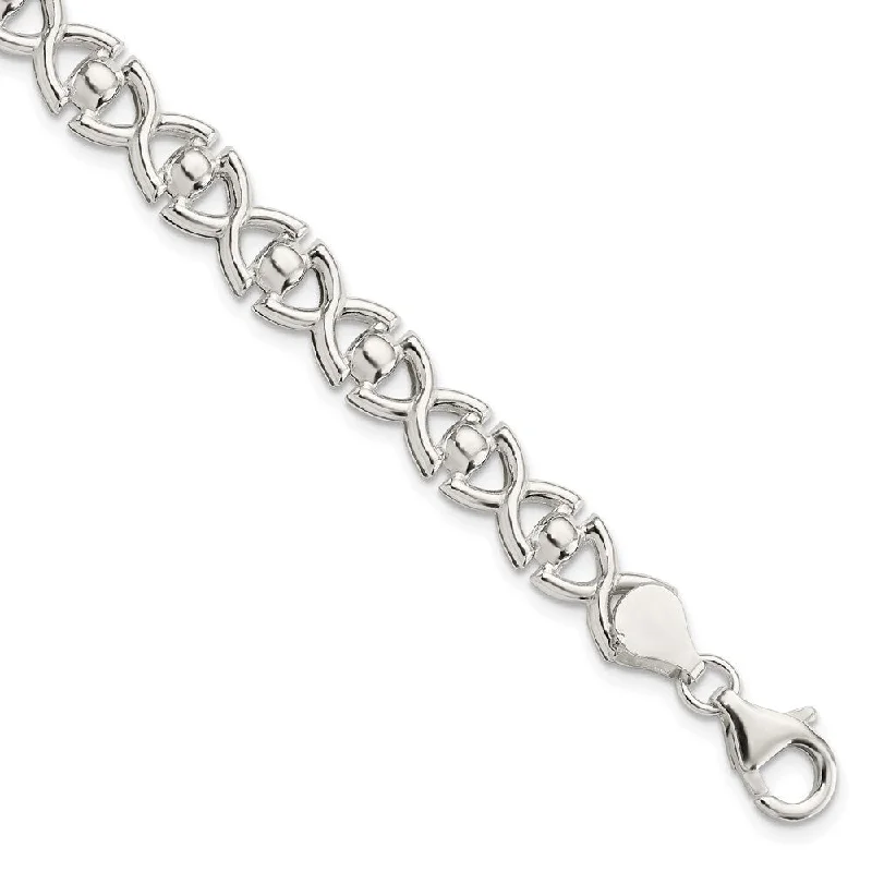 Ladies stackable bracelets-925 Sterling Silver Fancy Link Bracelet, 7.5" (W-7.6mm)