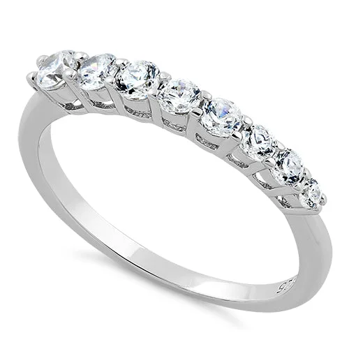 Ladies alternative wedding ring-Sterling Silver 8 Straight CZ Ring