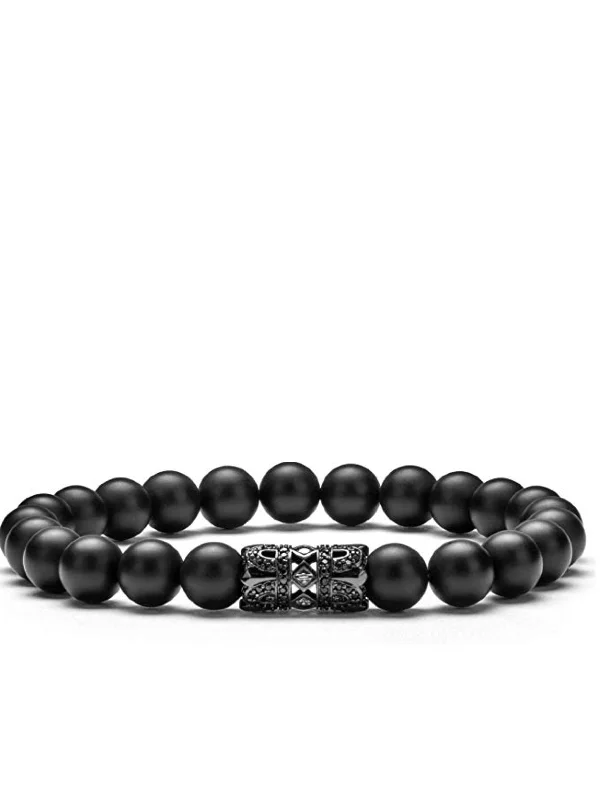 Ladies luxury bracelet-Black Plated Matte Onyx Cz Bracelet