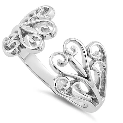 Ladies eternity diamond ring-Sterling Silver Blooming Hearts Ring