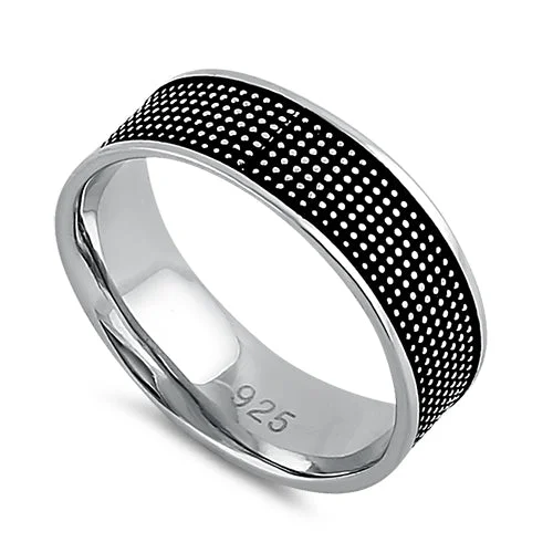 Ladies cluster diamond ring-Sterling Silver Spotted Band Ring