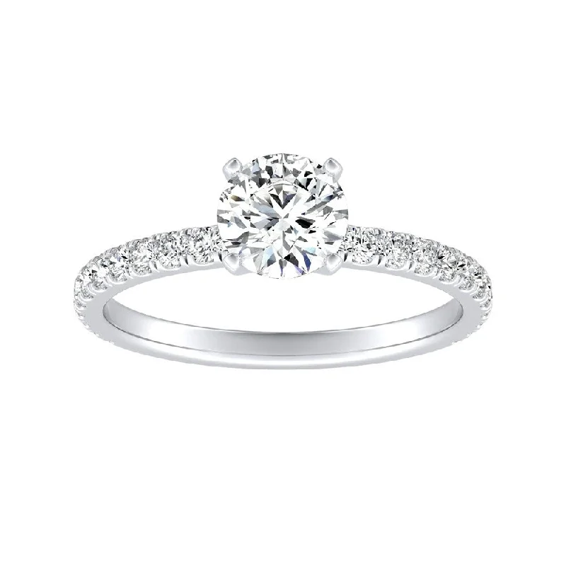 Ladies diamond solitaire engagement ring-Auriya 14k Gold Classic 1/2ct Moissanite and Diamond Engagement Ring 1/3ctw