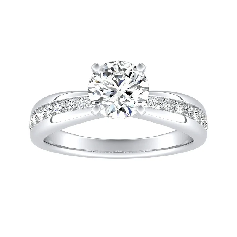 Ladies engagement ring with a diamond band-Auriya 14k Gold 2ct Classic Moissanite and Diamond Engagement Ring 1/3ctw