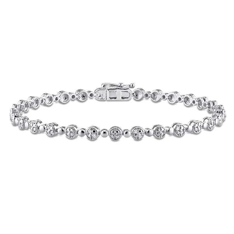 Ladies gold bangle bracelet-Miadora Sterling Silver 1/4ct TDW Diamond Tennis Bracelet