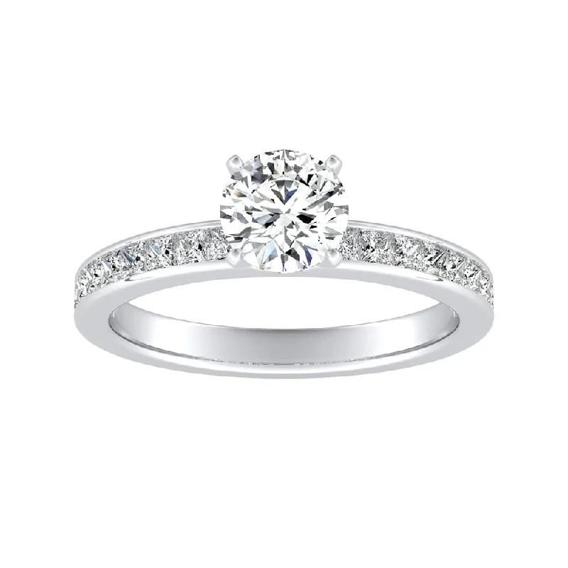 Ladies elegant diamond engagement ring-Auriya 14k Gold Classic 1/2ct Moissanite and Diamond Engagement Ring 1/2ctw