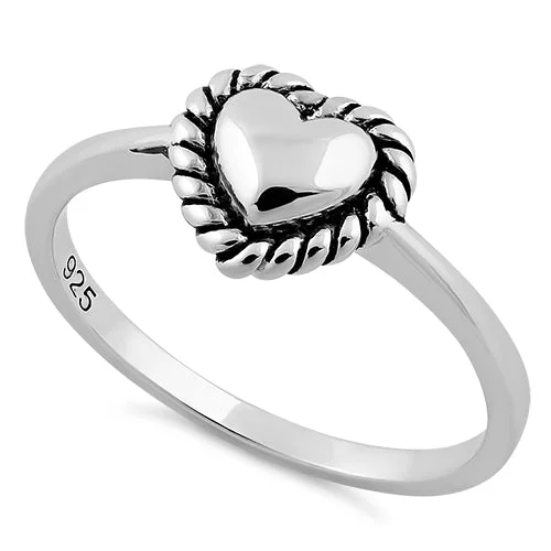 Ladies two-tone ring-Sterling Silver Heart Ring