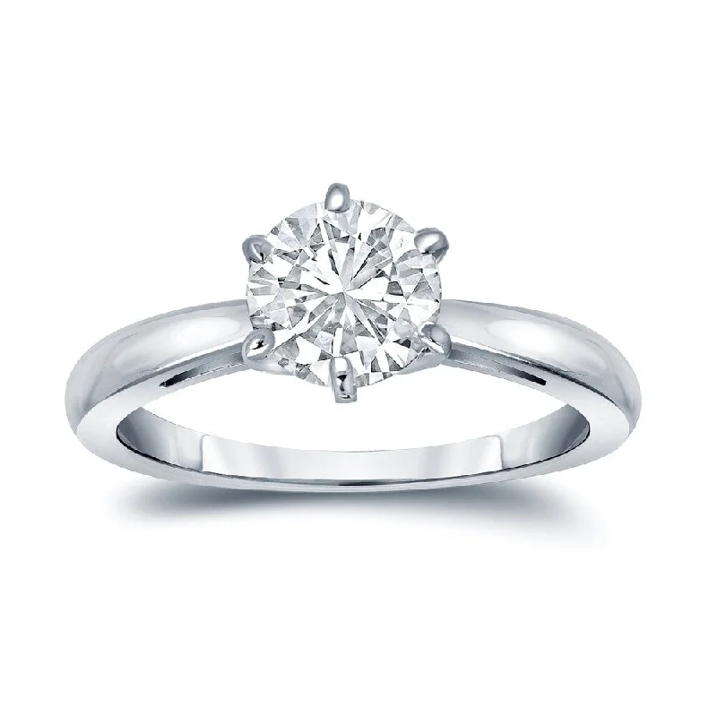 Ladies platinum engagement ring with diamonds-Auriya 14k Gold 4ctw Solitaire Moissanite Engagement Ring 6-Prong