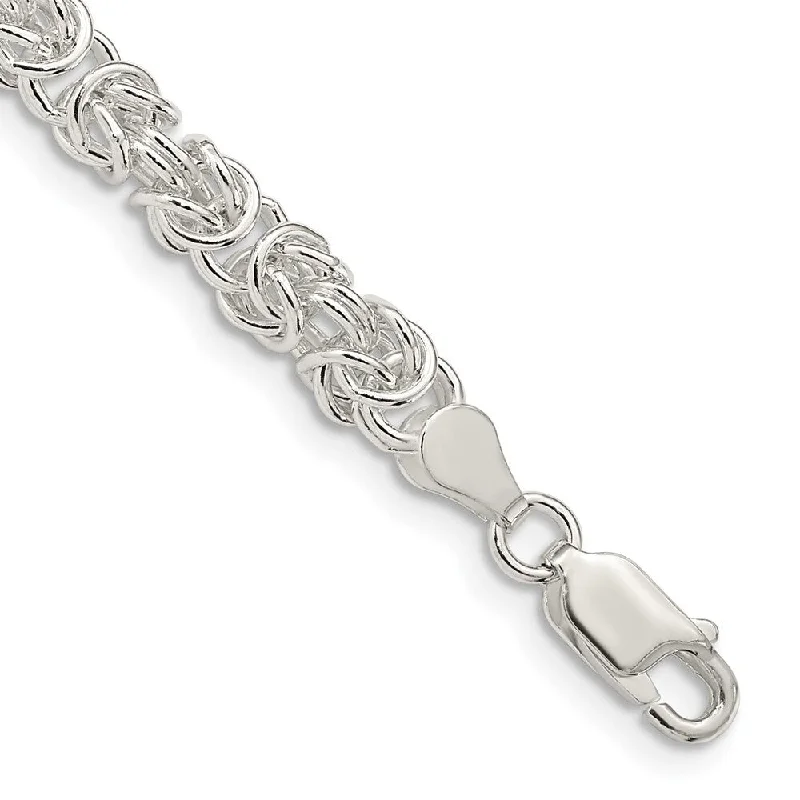 Ladies custom bangles-925 Sterling Silver 4.75mm Rounded Byzantine Chain Bracelet, 7"