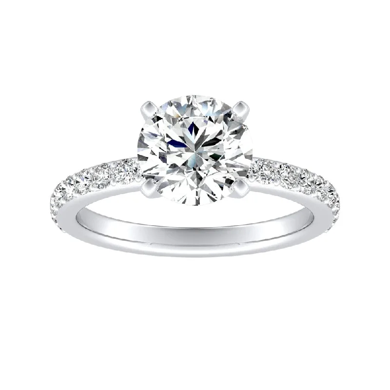 Ladies engagement ring with side stones-Auriya 14k Gold 2ctw Round Moissanite and Diamond Engagement Ring 1/3ct TDW