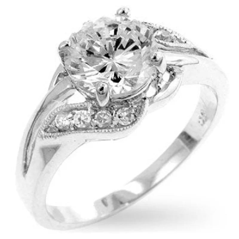 Ladies simple diamond engagement ring-Sophisticated Glamour - The Elegant Engagement Ring