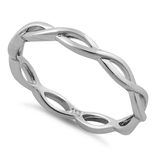 Ladies halo ring-Sterling Silver Infinity Fish Ring