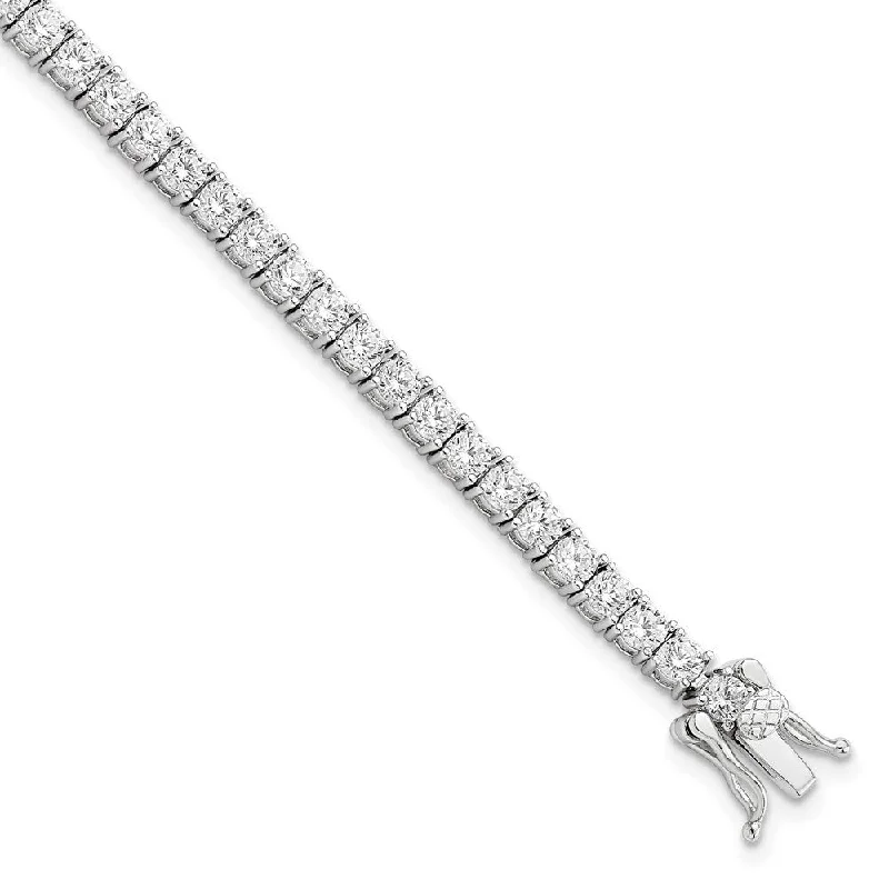 Ladies gold bracelet-925 Sterling Silver Rhodium-plated Cubic Zirconia Tennis Bracelet, 7.5" (W-3.35mm)