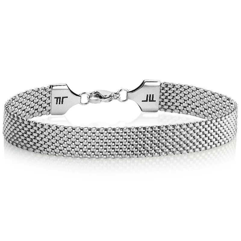 Ladies vintage bracelet-London Fog 8 Inch Tailored Silver Plated Mesh Link Bracelet Unisex