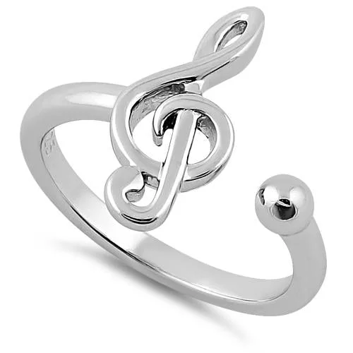 Ladies men’s ring-Sterling Silver Treble Clef Music Note Ring