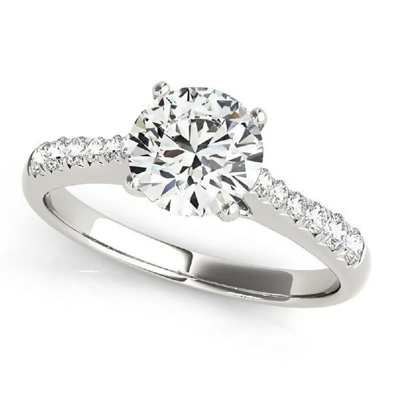 Ladies halo ring with diamonds-Auriya Classic 1 1/2ct Moissanite and Diamond Engagement Ring 1/5ctw 14K Gold