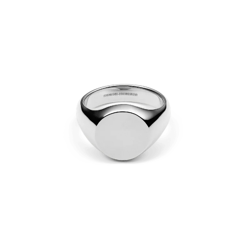 Ladies fashion statement ring-Classic Signet Ring Silver