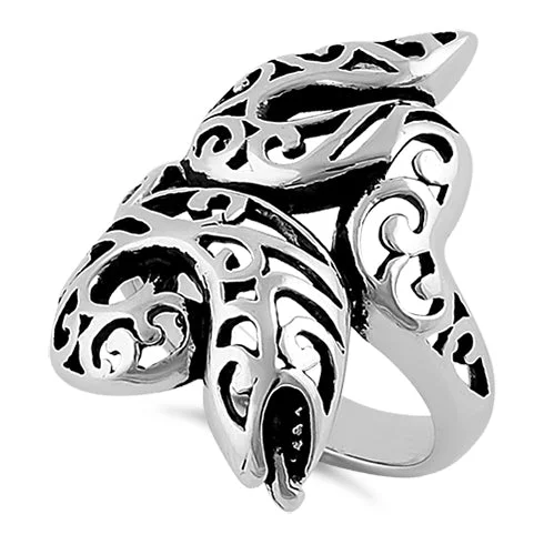 Ladies wedding ring-Sterling Silver Filigree Snake Ring