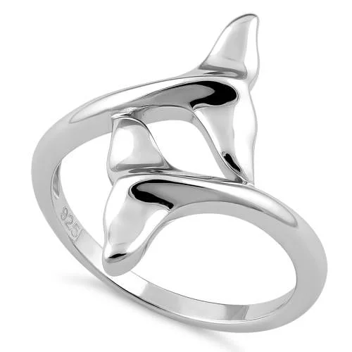 Ladies ruby ring-Sterling Silver Dolphin Fins Ring