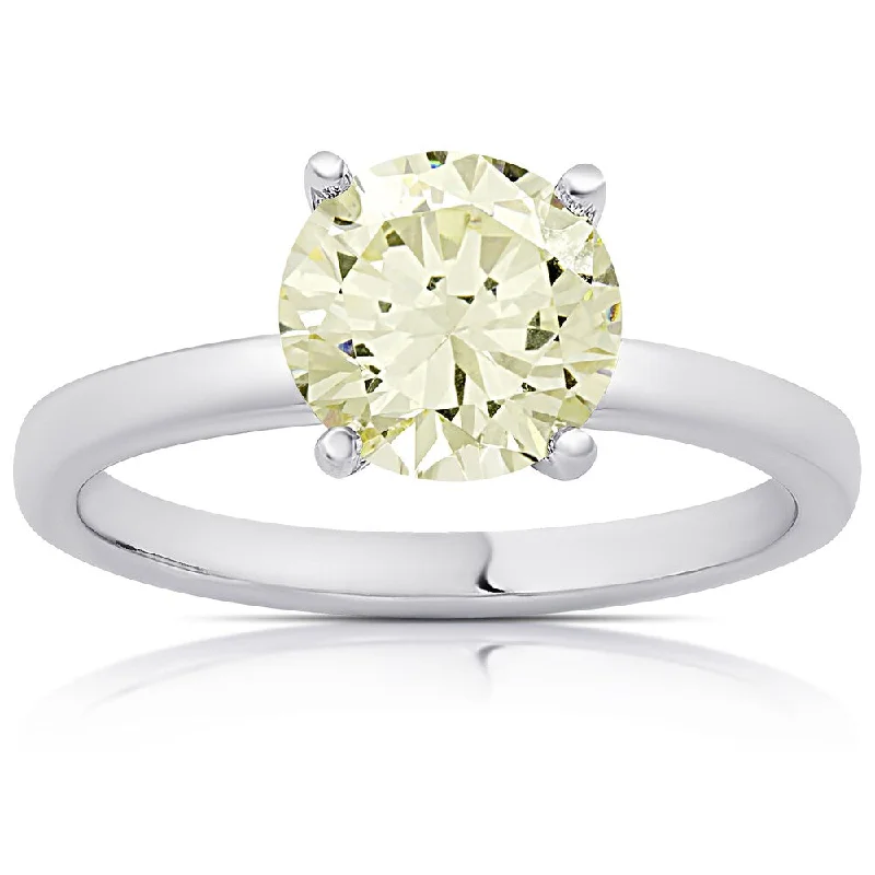 Ladies gold engagement ring-Dolce Giavonna Sterling Silver Simulated Yellow Diamond Solitaire Engagement Ring