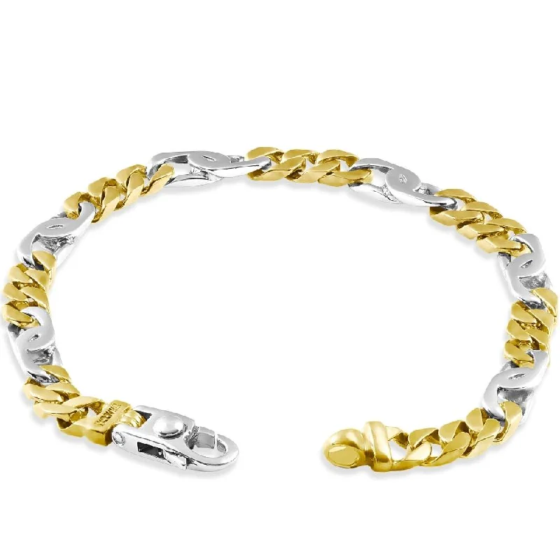 Ladies silver cuff bracelet-Men's Figaro link 14k Gold (19gram) or Platinum (31gram) 6mm Bracelet 8"