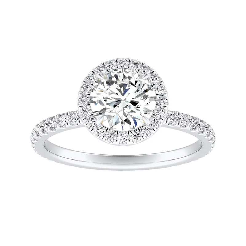 Ladies diamond solitaire engagement ring-Auriya 14k Gold 3/4ctw Moissanite Halo Diamond Engagement Ring 5/8ct TDW