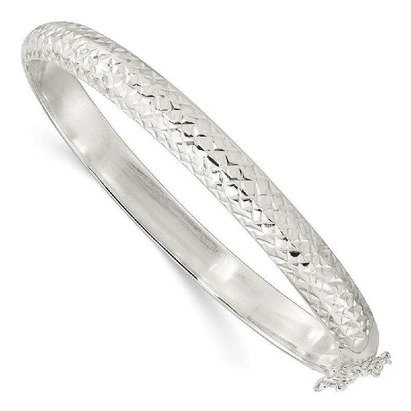 Ladies bangles set-925 Sterling Silver and Diamond Cut Hinged Bangle Bracelet (9.32grm)