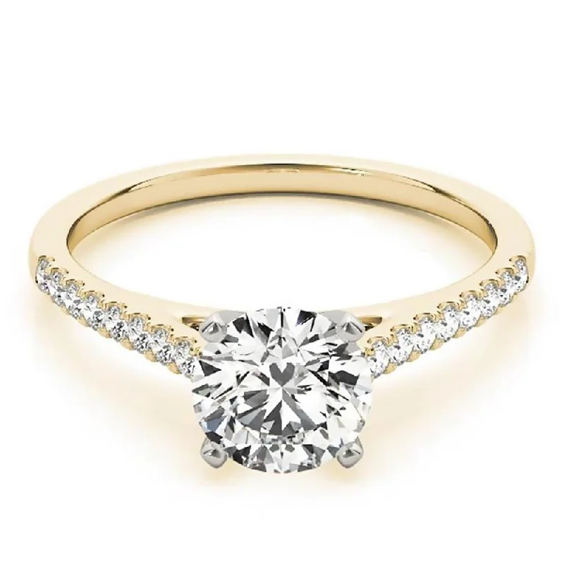 Ladies stackable engagement ring-Auriya 14k Gold Classic 1/2ct Moissanite and Diamond Engagement Ring 1/6ctw