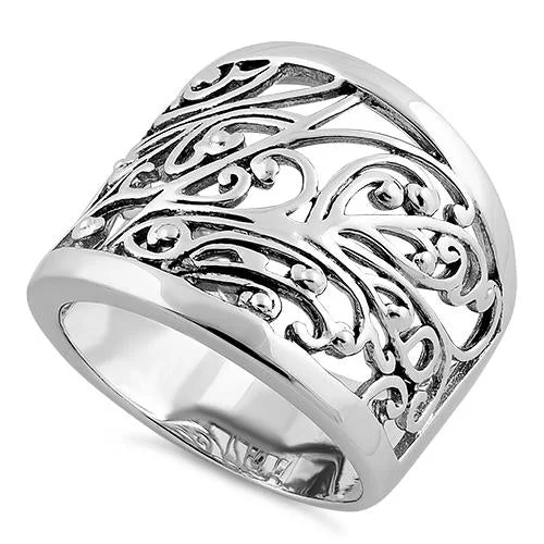 Ladies silver eternity ring-Sterling Silver Extravagant Vines Ring