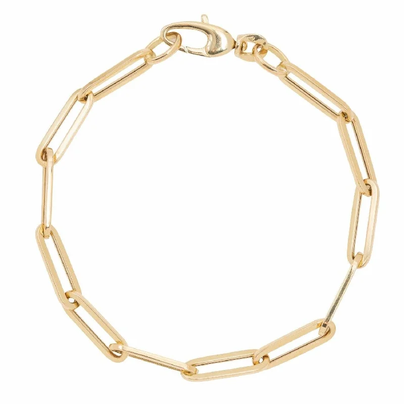 Ladies delicate bracelet-18K Large Hollow Staple Link Bracelet