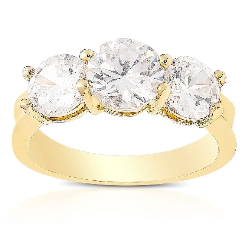 Ladies solitaire diamond engagement ring-Dolce Giavonna Gold or Silver Overlay Cubic Zirconia Engagement Ring