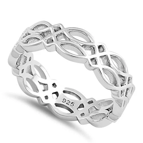 Ladies eternity diamond ring-Sterling Silver Celtic Band Ring