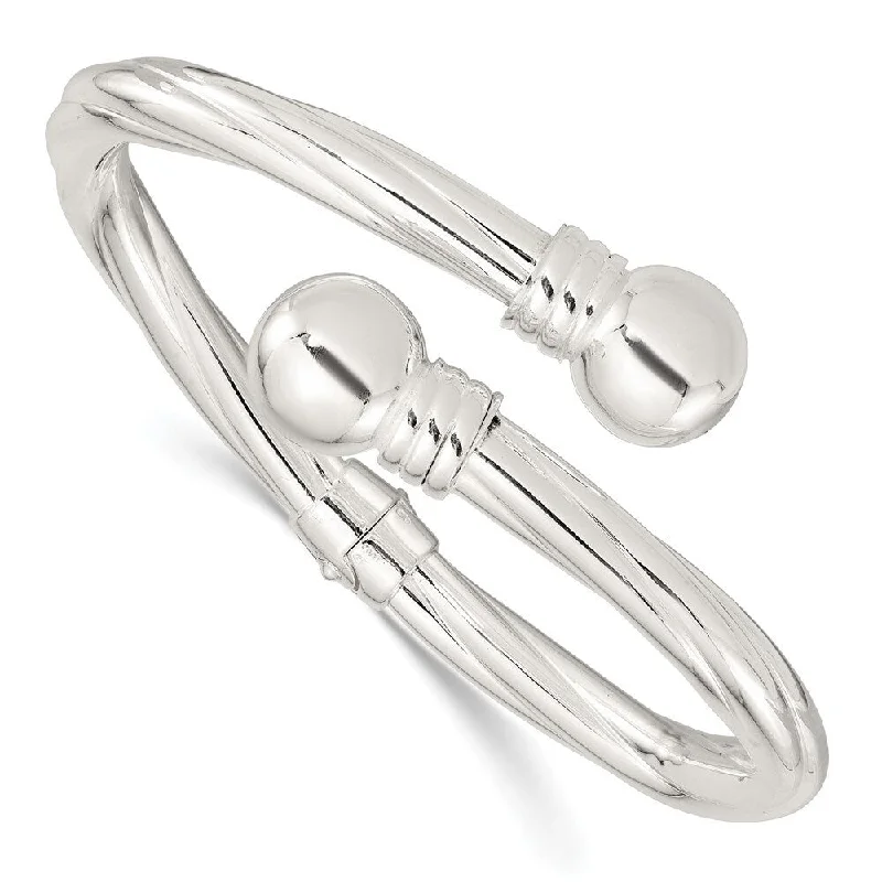 Ladies fashion bangle-925 Sterling Silver Twist Patterned Hinged Bangle Bracelet (18.86grm)