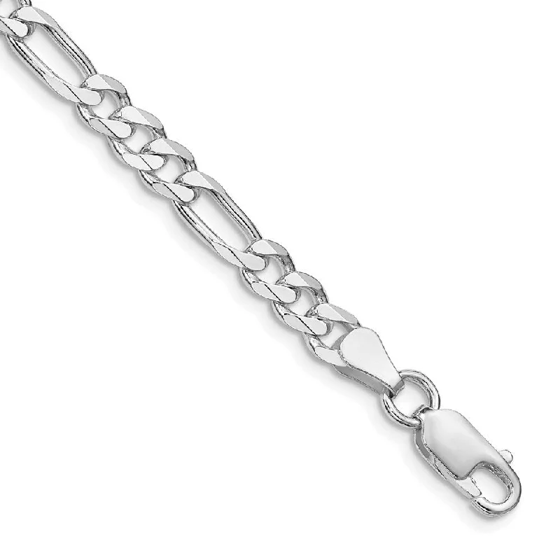 Ladies luxury bangles-925 Sterling Silver Rhodium-plated 5.25mm Figaro Chain Bracelet, 7"