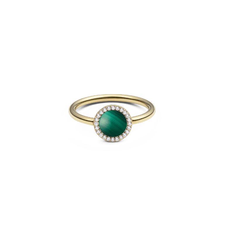 Ladies engagement ring with sapphire-Audrey Ring Malachite Gold