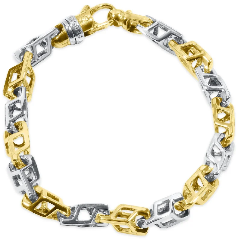 Ladies crystal bangle-Men's Link 14k Gold (47gram) or Platinum (75gram) 6.5mm Bracelet 8.5"