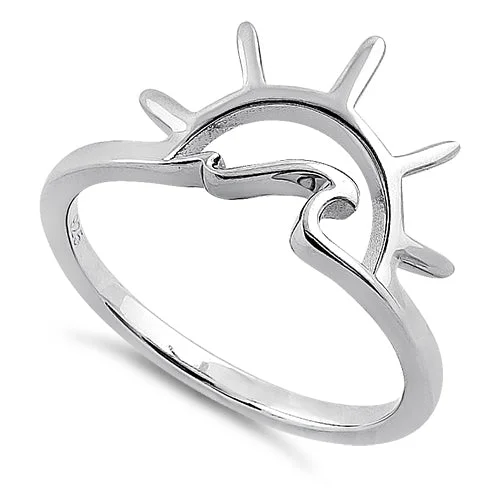 Ladies bespoke engagement ring-Sterling Silver Sun & Wave Ring