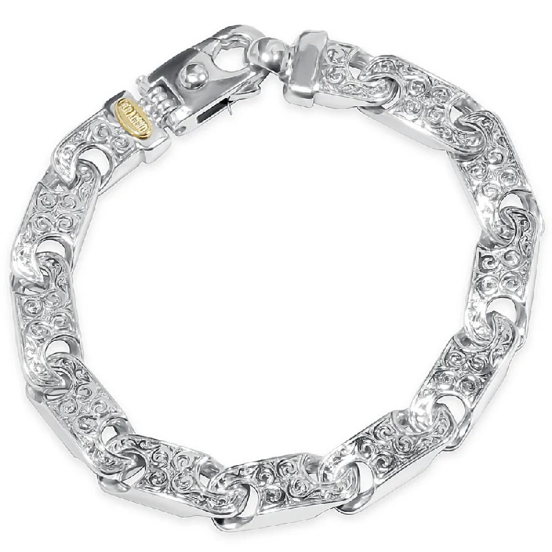 Ladies sparkling bangle-Men's Designed 14k Gold (55gram) or Platinum (88gram) Link Bracelet 8.5"