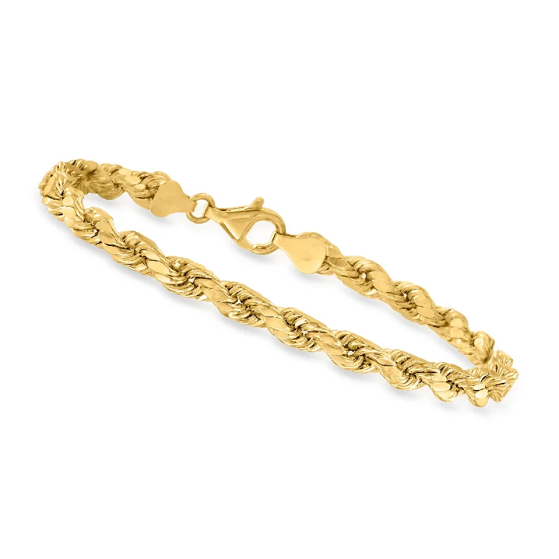 Ladies crystal bracelet-Canaria Men's 5.5mm 10kt Yellow Gold Rope Chain Bracelet