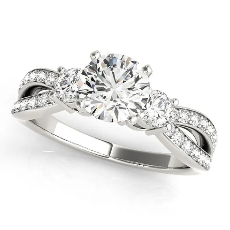 Ladies oval engagement ring-Auriya 3-Stone 1 1/2ct Moissanite and 5/8ctw Diamond Engagement Ring 14K Gold