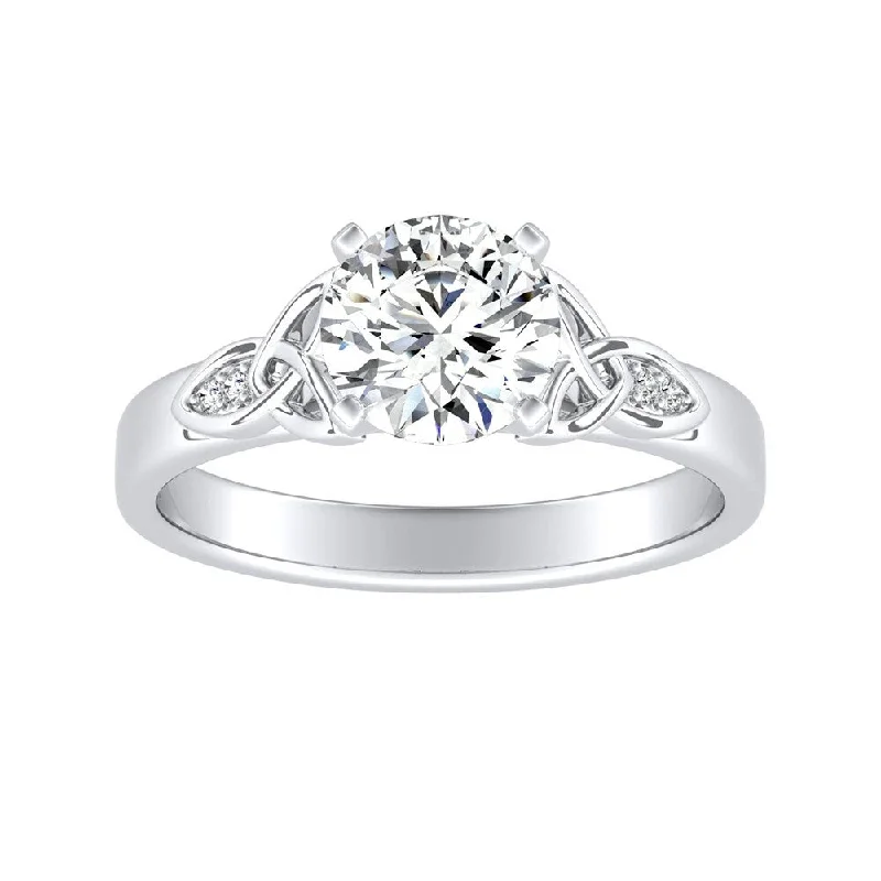 Ladies round diamond engagement ring-Auriya 14k Gold Modern 3/4ct Round Moissanite Engagement Ring