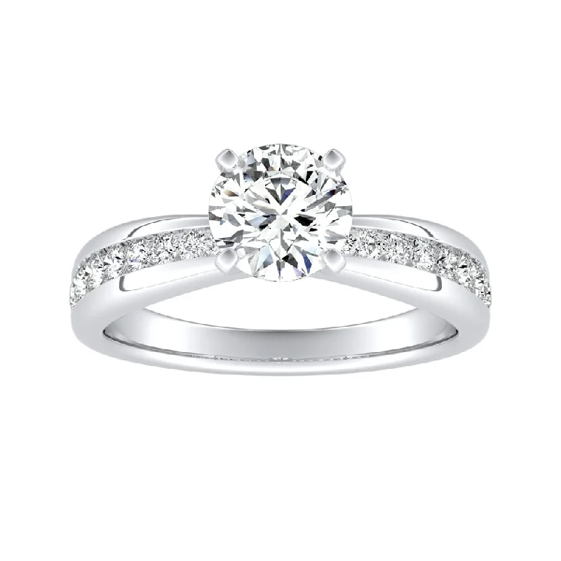 Ladies engagement ring with a twist-Auriya 14k Gold 3ct Classic Moissanite and Diamond Engagement Ring 1/3ctw