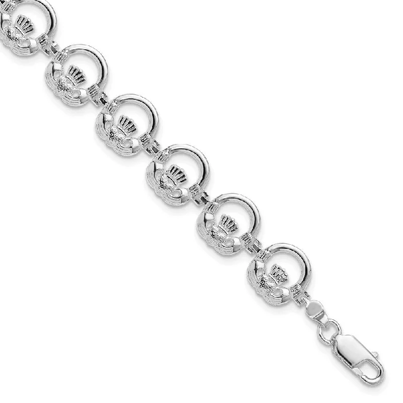 Ladies friendship bracelet-925 Sterling Silver Polished Claddagh Circle Bracelet, 7.25"